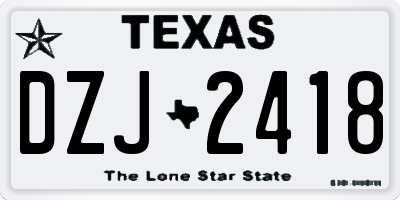 TX license plate DZJ2418