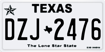 TX license plate DZJ2476
