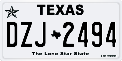 TX license plate DZJ2494