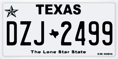 TX license plate DZJ2499