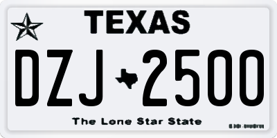 TX license plate DZJ2500
