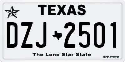 TX license plate DZJ2501