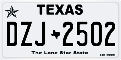 TX license plate DZJ2502