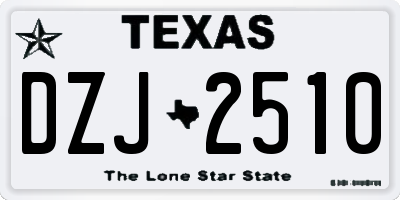 TX license plate DZJ2510