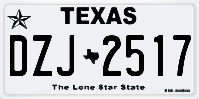 TX license plate DZJ2517