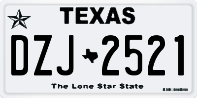 TX license plate DZJ2521
