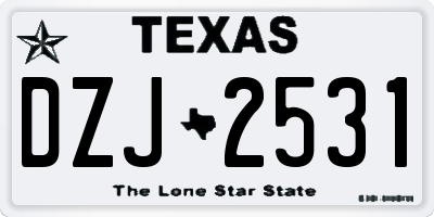 TX license plate DZJ2531