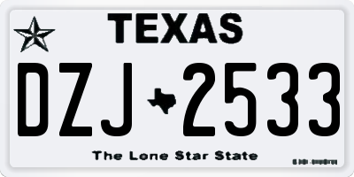 TX license plate DZJ2533