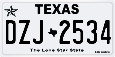 TX license plate DZJ2534