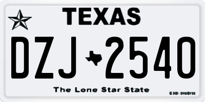 TX license plate DZJ2540