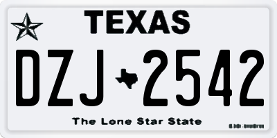 TX license plate DZJ2542