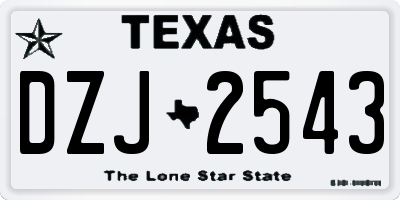 TX license plate DZJ2543