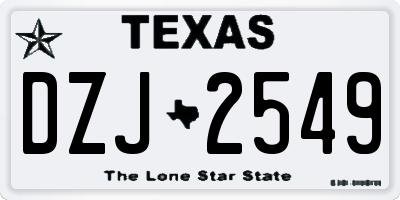 TX license plate DZJ2549