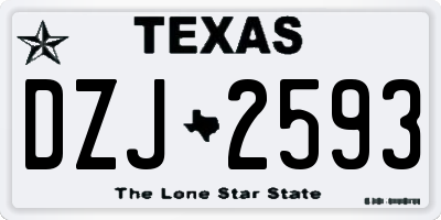 TX license plate DZJ2593