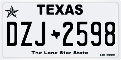 TX license plate DZJ2598