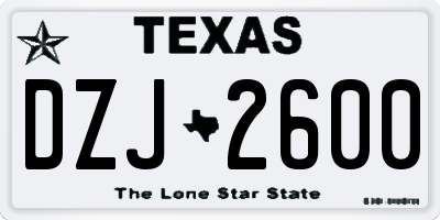 TX license plate DZJ2600