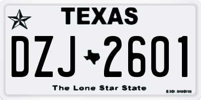 TX license plate DZJ2601