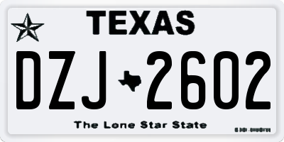 TX license plate DZJ2602