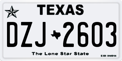 TX license plate DZJ2603