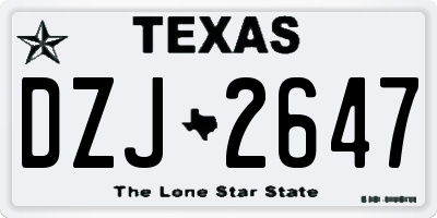 TX license plate DZJ2647