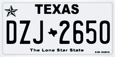 TX license plate DZJ2650