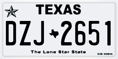 TX license plate DZJ2651