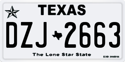 TX license plate DZJ2663