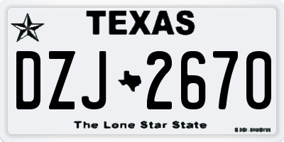 TX license plate DZJ2670