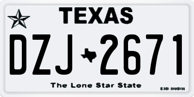 TX license plate DZJ2671