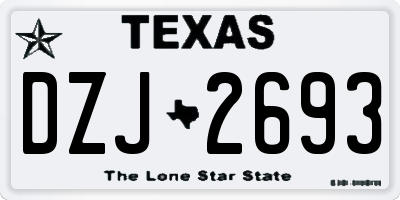 TX license plate DZJ2693