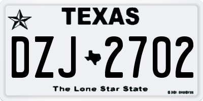 TX license plate DZJ2702