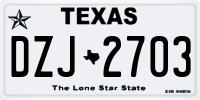 TX license plate DZJ2703