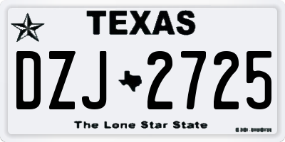 TX license plate DZJ2725