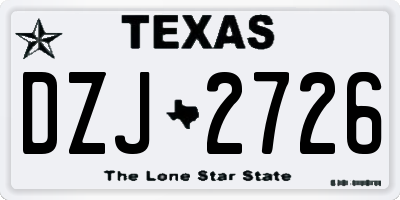 TX license plate DZJ2726