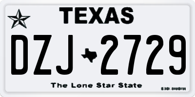 TX license plate DZJ2729