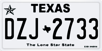 TX license plate DZJ2733