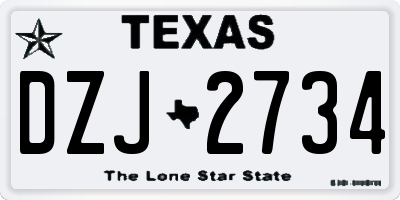 TX license plate DZJ2734