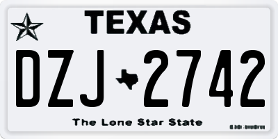 TX license plate DZJ2742
