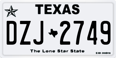 TX license plate DZJ2749