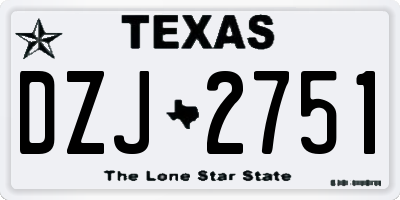 TX license plate DZJ2751
