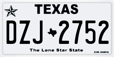 TX license plate DZJ2752