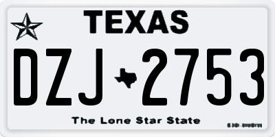 TX license plate DZJ2753