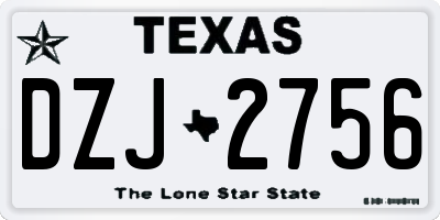 TX license plate DZJ2756