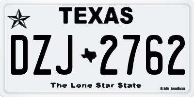 TX license plate DZJ2762