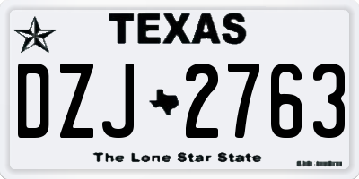 TX license plate DZJ2763