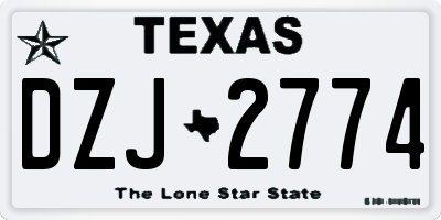 TX license plate DZJ2774