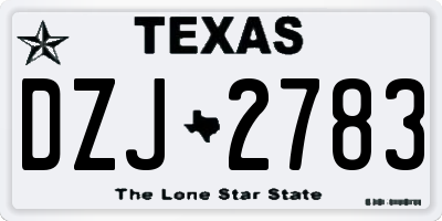 TX license plate DZJ2783