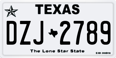 TX license plate DZJ2789