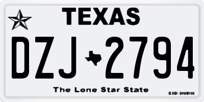 TX license plate DZJ2794