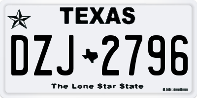 TX license plate DZJ2796